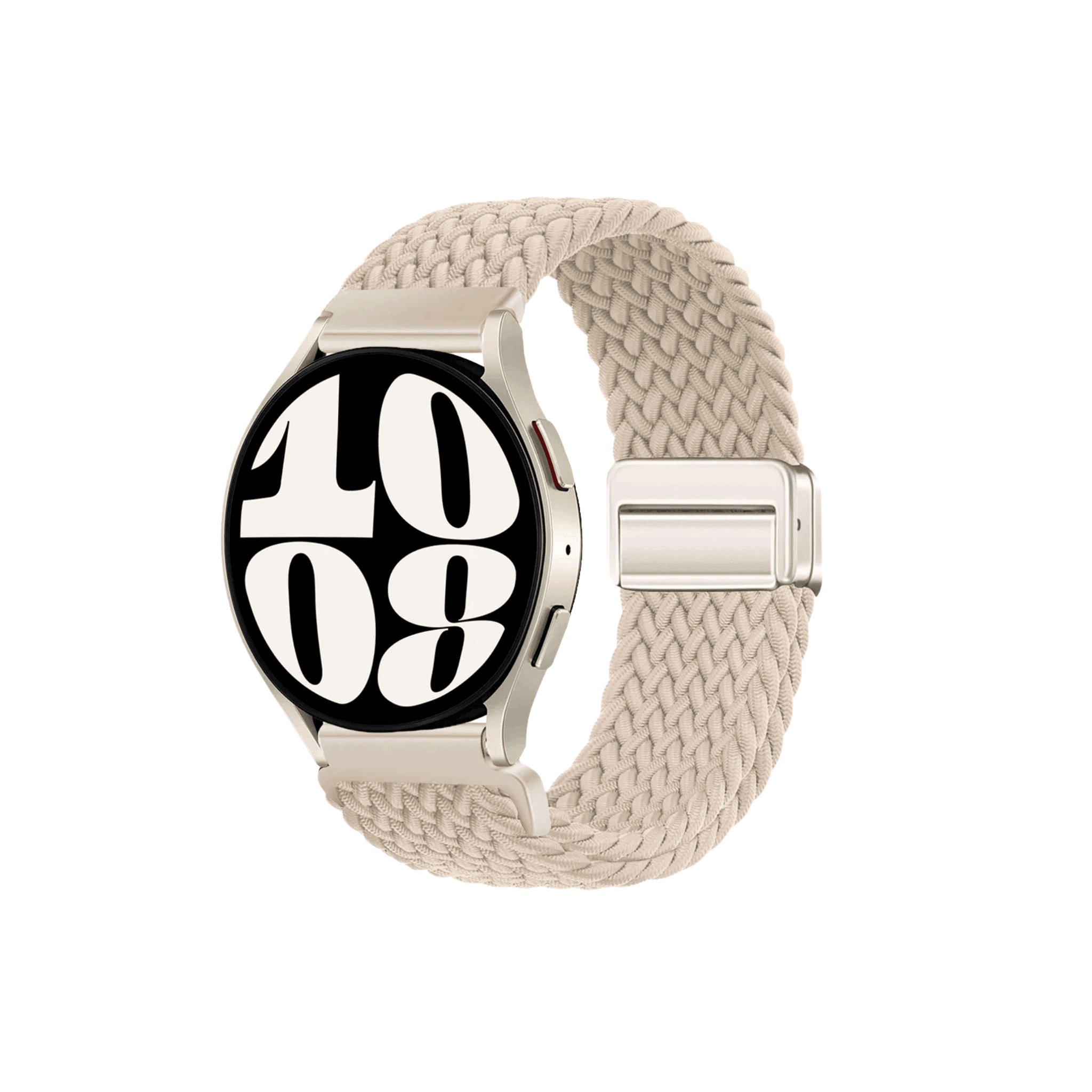 TrailMaster Textilarmband in Beige – elegantes, weiches Textil mit bequemer Magnetbefestigung für 20 mm Smartwatches